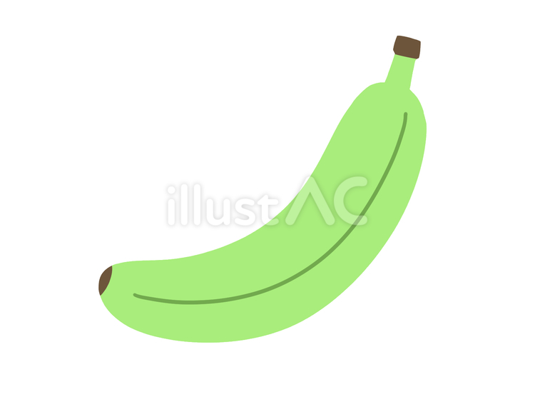 主線なし　緑のバナナ　イラスト 食べ物,果物,バナナのイラスト素材