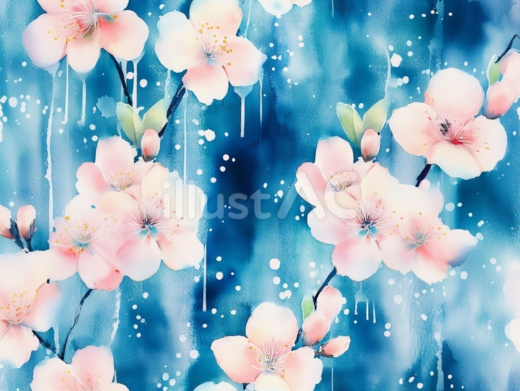 幻想的な水彩風の桜 桜,さくら,花のイラスト素材