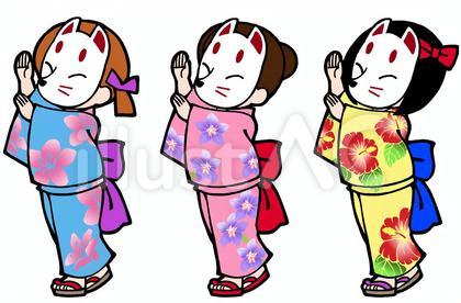 女の子・盆踊り・お面・セット