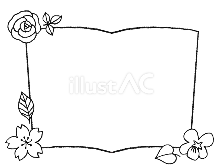バラとサクラとスミレのフレーム 薔薇,桜,すみれのイラスト素材