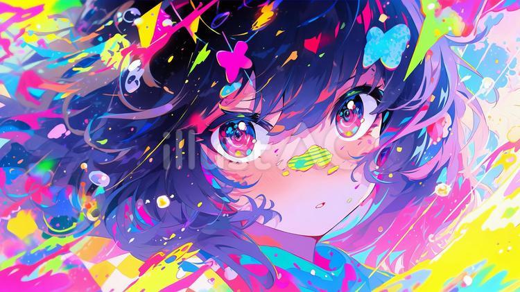 カラフルな女性の絵 カラフルな女性の絵