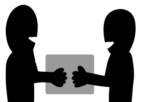 荷物を手渡し 手渡し,荷物,ダンボール箱,小包,箱,シルエット,渡す,受け取る,貰う,配達のイラスト素材