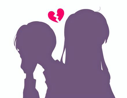 背中合わせの喧嘩する男女 喧嘩,カップル,別れる,女性,男性,シルエット,イライラ,不仲,失恋,不機嫌のイラスト素材