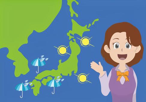 天気予報と気象予報士 天気予報,天気,予報,気象予報士,女性のイラスト素材