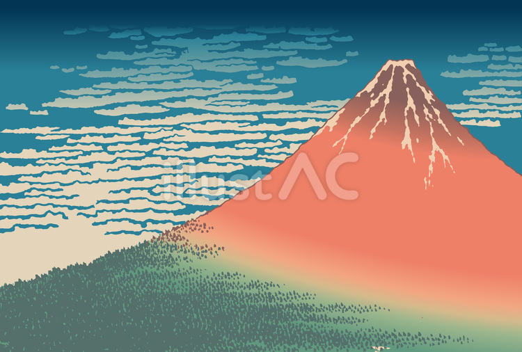 凱風快晴vol.2 葛飾北斎,ジパング,富嶽三十六景のイラスト素材