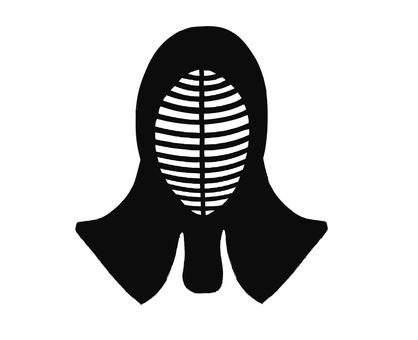 リアル面(モノクロ) 剣道,剣士,剣道男子,稽古,試合,錬成試合,面,kendo,不動心,かっこいいのイラスト素材