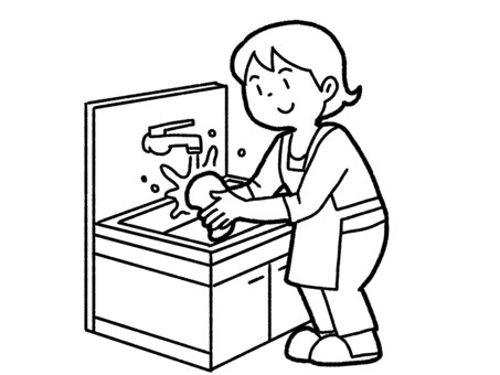 [Black and white] Don't wash chicken [Line drawing], chicken, food poisoning, taboo, JPG and PNG