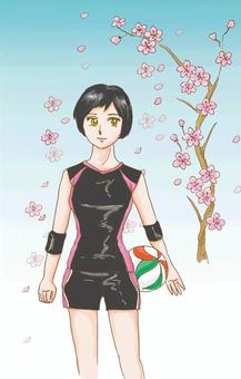 バレーボール女子 バレーボール,練習,女の子,リーグ戦,ユニフォーム,部員募集,ママさんバレーのイラスト素材