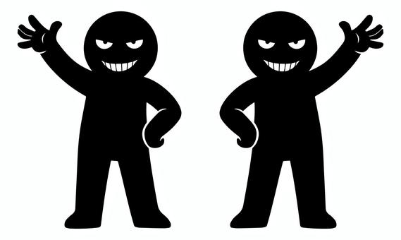 にやけ顔の悪人Ｌ片手上げ 悪人,にやける,悪,悪役,悪意,嘲笑,あざけ笑い,悪行,いたずら,ずるのイラスト素材