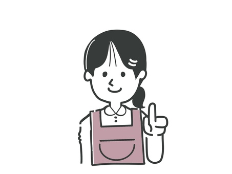 指をさす女性 注目,ポイント,見て,要点,女性,学校,幼稚園,保育園,バイト,飲食店のイラスト素材