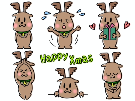 トナカイさんの詰め合わせ＊カラー トナカイ,クリスマス,メリークリスマス,xmas,christmas,merrychristmas,ダンス,踊り,慌てる,あせりのイラスト素材