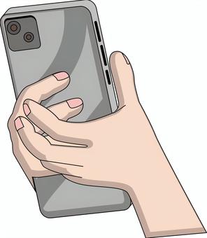 スマホ両手　 スマホ,両手,持つ,影,携帯,操作,ネット,調べる,線画のイラスト素材