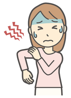  ロングヘア女性-075-バスト 肩こり,女性,女の子,人物,かわいい,肩,四十肩,五十肩,痛い,悩みのイラスト素材