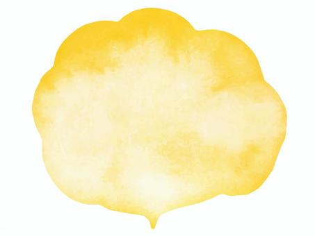 水彩で描いた見出用の黄色の雲状吹き出し