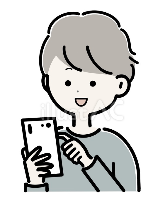 スマホを持つ男性　笑顔2 スマホ,スマートフォン,携帯電話のイラスト素材
