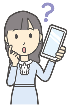  ワンピースお嬢様-394-バスト スマホ,はてな,お嬢様,女性,女の子,オシャレ,人物,かわいい,考える,疑問のイラスト素材