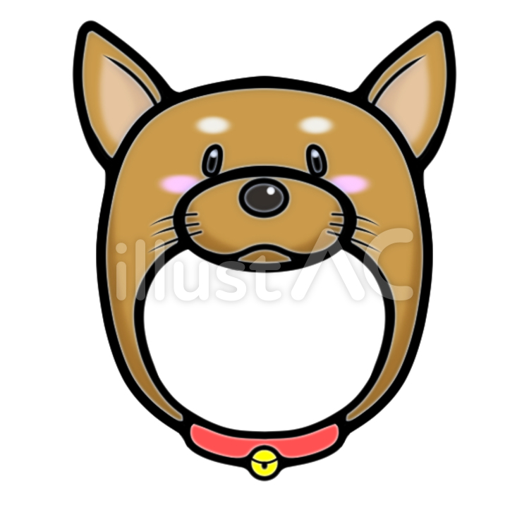 顔写真合成用 犬の被り物(茶・立ち耳) 犬,顔ハメ,動物のイラスト素材