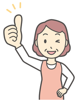  エプロンおばちゃん-079-バスト グー,おばちゃん,エプロン,お母さん,ママ,中年,おばさん,主婦,人物,かわいいのイラスト素材