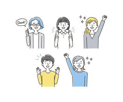 女性のイラスト_上半身_08 女性,人物,複数,たくさん,学生,主婦,会社員,社会人,フリーランス,お客様のイラスト素材