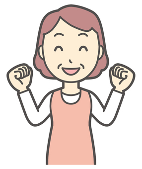  エプロンおばちゃん-106-バスト 笑顔,おばちゃん,エプロン,お母さん,ママ,中年,おばさん,主婦,人物,かわいいのイラスト素材