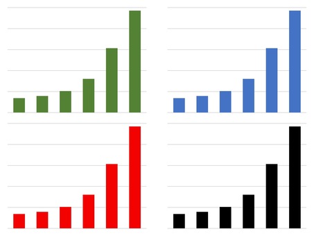 Illustration, bar graph, presentation, right shoulder up, 