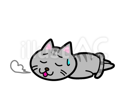 イラスト素材:疲れたサバトラ猫 1