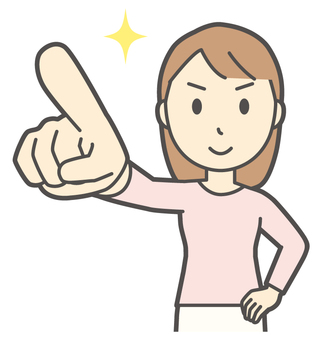  ロングヘア女性-200-バスト 指差す,女性,女の子,人物,かわいい,目標,やる気,指差し,確認,意欲のイラスト素材