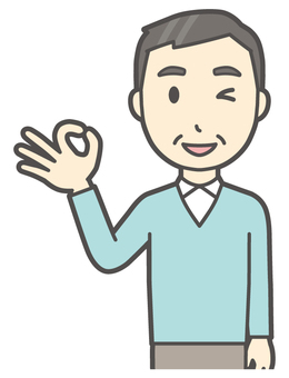 ニット中年男性-043-バスト  ニット中年男性-043-バスト オッケー,おじさん,男性,中年,お父さん,パパ,シニア,ミドルエイジ,人物,かわいいのイラスト素材