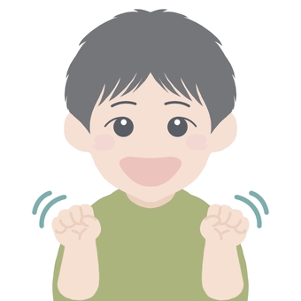 お遊戯で手を結ぶ男の子 お遊戯,男の子,園児,保育園,幼稚園,かわいい,シンプル,両手,拳,グーのイラスト素材