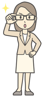  カジュアルスーツ女性-506-全身 眼鏡,会社員,女性,スーツ,ビジネス,仕事,ol,人,大人,ビジネスウーマンのイラスト素材