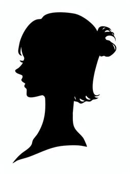 女性の横顔シルエット（ボブハーフアップ） シルエット,女性,女,髪型,ヘアスタイル,ミディアム,ボブ,美容,髪,横顔のイラスト素材