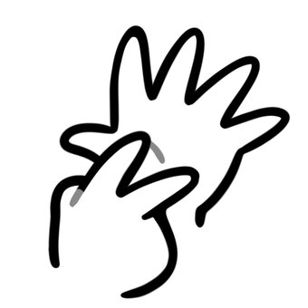 ７の指　モノクロ 手,指,７,数字,数,数える,モノクロ,ハンドサイン,イラスト,シンプルのイラスト素材