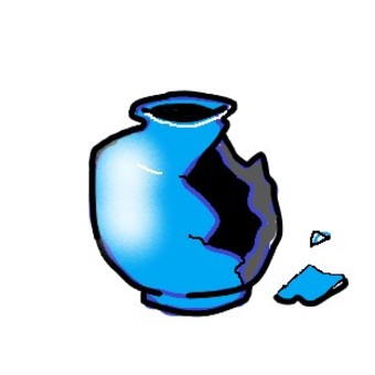 壊れた陶器 陶器,花瓶,割れ物,手書き,欠損のイラスト素材
