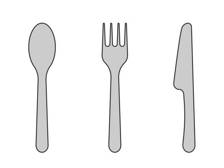 スプーン＿ホーク＿ナイフ スプーン,ホーク,ナイフ,食器,マーク,アイコン,セット,シンプルのイラスト素材