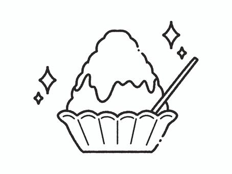 キラキラのかき氷＿線画 かき氷,氷,祭,夏,甘い物,食べ物,氷菓子,おやつ,シロップ,冷たいのイラスト素材