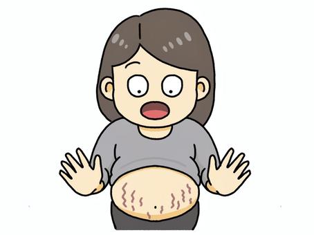 妊娠線におどろく妊婦 妊婦,妊娠,妊娠線,医療,女性のイラスト素材