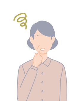 困る普通のおばさん２ 困る,困惑,トラブル,人,1人,人物,おばさん,女性,70代,60代のイラスト素材