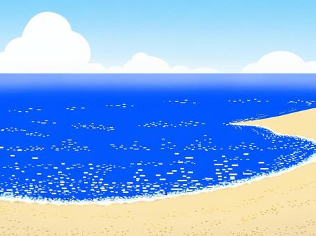 夏の砂浜 夏,海,海岸,砂浜,積乱雲,背景,浜辺,波打ち際,海水浴,遠浅のイラスト素材