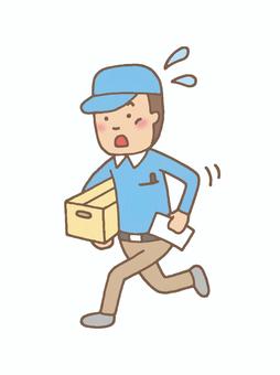 荷物を抱えて走る宅配業のお兄さん 宅配,男性,荷物,走る,段ボール,ネット注文,伝票,汗,忙しい,速いのイラスト素材