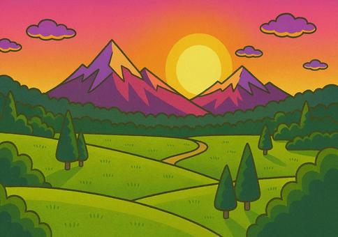 穏やかな夕暮れの大自然