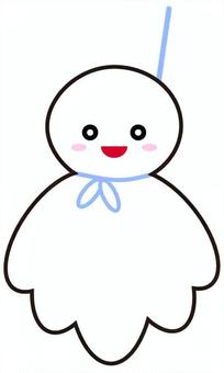 てるてる坊主のイラスト（ニコッと笑顔） てるてる坊主,梅雨,雨,手書き風,テルテル坊主,イラスト,てるてるぼうず,６月,夏のイラスト素材