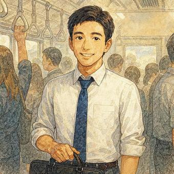 爽やかな通勤サラリーマン