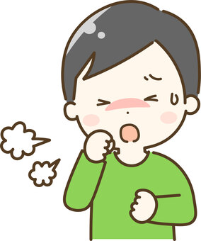 咳をする男性 父親,親,咳,風邪,むせる,咳き込む,汗,しんどい,苦しい,体調不良のイラスト素材