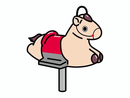 公園在住の赤いお馬さん 公園,馬,遊具,ロッキング遊具,動物のイラスト素材