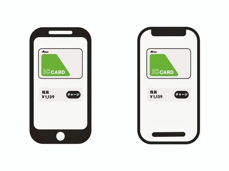 スマホ　モバイル　ICカード１ モバイル,スマホ,スマートフォン,ケータイ,iphone,android,端末,icカード,ic,電子マネーのイラスト素材