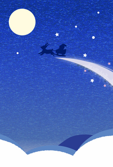 クリスマスカード_サンタと星空_1 クリスマス,カード,サンタクロース,イラスト,冬,背景,雪,12月,青,シンプルのイラスト素材