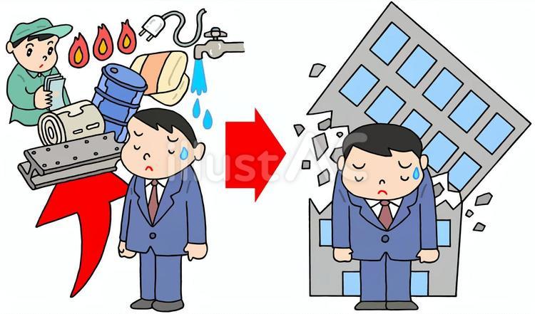 物価高騰・費用増大による企業倒産 倒産,物価高騰,費用増大のイラスト素材