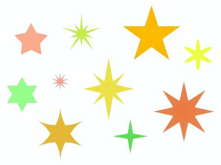 いろんな色と形のシンプルな星の図形 いろんな色と形のシンプルな星の図形 星,スター,アイコン,輝き,キラキラ,きらり,カラフル,星型,ポップ,シンプルのイラスト素材