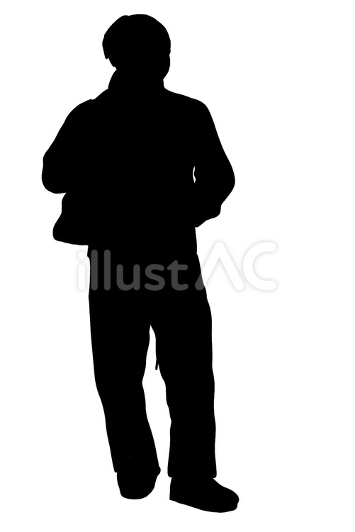 男性後ろ姿シルエット 男性,立ち姿,後ろ向きのイラスト素材