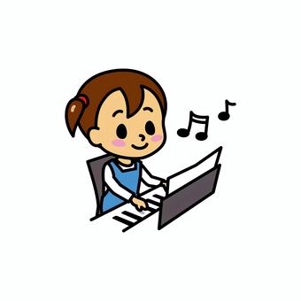子供　ピアノの演奏 こども,ピアノ,習い事,小学生,ピアノ教室,演奏,女の子,女児,音楽,鍵盤のイラスト素材